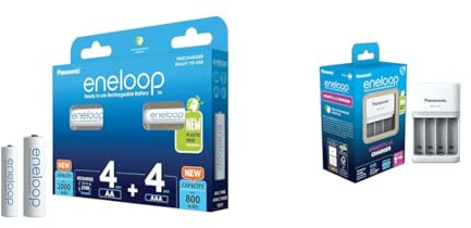 eneloop, AA/Mignon + AAA/Micro NI-MH Akku, 8er-Pack & SmartPlus Ladegerät, für 1-4 AA/AAA NI-MH Akkus, 1.5 Stunden Ladezeit, 10 Sicherheitsfunktionen
