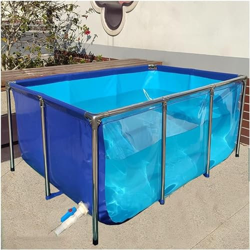 Aquarium-Pool, Zusammenklappbarer Wassertank Aus Pvc-Leinen Teiche, Transparente Sichtscheibe Und Ablassventil, 1,3 Mm Plane, Wasserspeicherbecken Für Schwimmende Koi-Fischschildkröten,150x100x61cm