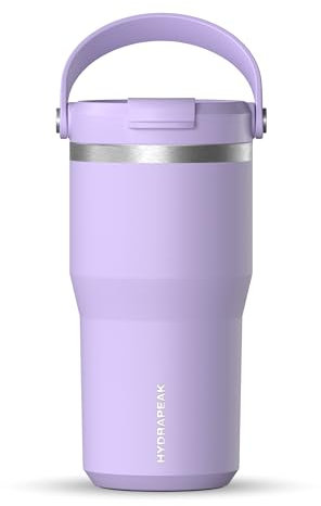 Hydrapeak Nomad - Vaso de 24 onzas con asa y tapa para sorbo, vaso a prueba de fugas, popote de tapa de vaso, vasos de doble aislamiento, 24 onzas, acero inoxidable (lavanda)