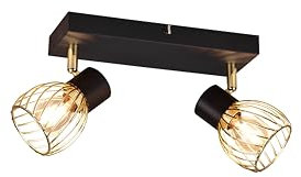 lightling 2-flammige Deckenlampe Ardit, Deckenspot Strahler, Deckenmontage, IP20, exkl. 2 x E14 max. 10W, Metall, schwarz-gold