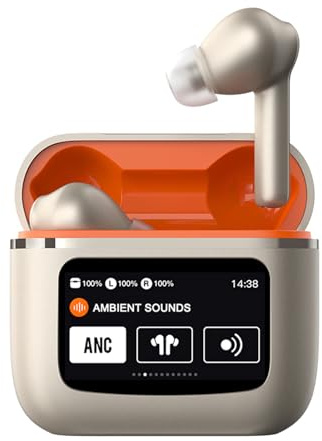 Aktive Noise Cancelling Kopfhörer in Ear ANC Wireless Headphones Kopfhoerer mit Touchscreen Bluetooth kabellos Kopfhörer Geräuschunterdrückung im Ohr mit Bildschirm schnurlos drahtlos Ohrhörer Earbuds
