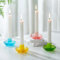 Glasseam Glas Kerzenständer Stabkerzen Bunt: 4er Set Kerzenhalter Stabkerze Blumen Stabkerzenhalter für Wohnzimmer Tischdeko Farbig Kerzenständer Glas for Esstisch Dekoration Weihnachten Geschenk
