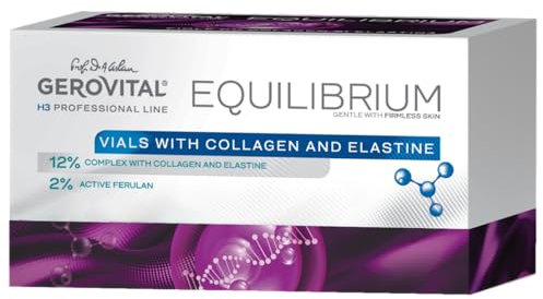 Fiale Professionali con Siero 12% Collagene ed Elastina | Siero Intensamente Idratante e Antirughe | Protezione Antiossidante | Prodotto Professionale, Gerovital H3 Equilibrium 20 Fiale x 2 ml