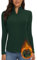 WOWENY Damen Thermo Langarmshirt 1/4 Reißverschluss Fleece Gefüttert Oberteil Stehkragen Pullover Half Zip Sweatshirt Warm Langarm Tops dunkelgrün,M