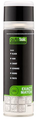 AutoTek Professional Exact Match Car Spray Paint, BMW Black Aerosol Spray, 300 ml