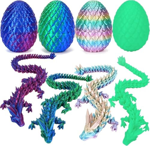 zhancydeal 4er-Set Miniatur-3D-Dracheneier (7 cm), Oster-Spielzeug und Deko, Bunte Designs