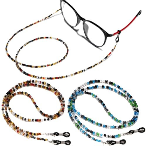 CJQRL 2 Pezzi Catene per Occhiali da Vista con Perline, Laccio Occhiali, Collana Porta Occhiali, Catena Occhiali, Catenina Occhiali per Occhiali da Sole con Antiscivolo per Uomo Donna