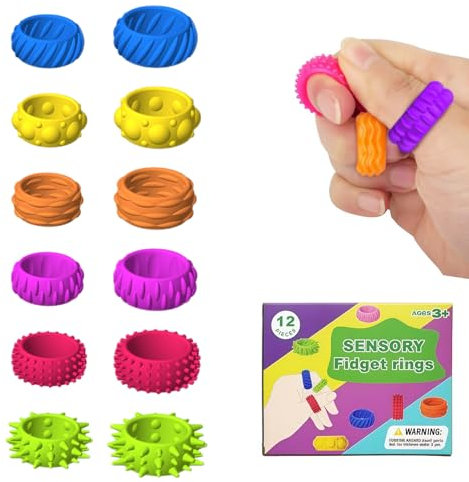 Daryunk 12pcs Fingertip Toys for Kids, Sensory Toys, Suitable for Autism and ADHD, Toys Anxiety Relief for Adults, 6 Styles and Colours