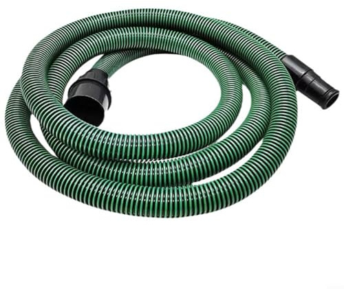 Tuyau d'aspiration D27/32 (Ø 35 mm) 3,5 m antistatique pour aspirateur, ponceuse et collecteur de poussière, vert, tuyau fileté (5 m)