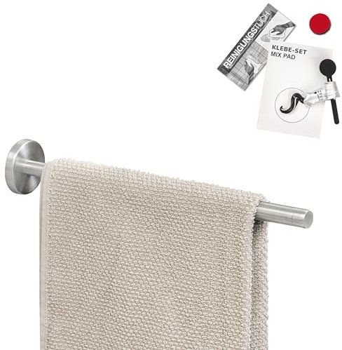 bremermann Bad-Serie Piazza Barre porte-serviettes télescopique en acier inoxydable mat avec kit de colle pour serviettes et serviettes d'invités