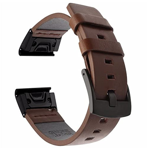 26 22 20mm Sport Leder Watch Band Schnellveröffentlichungsarmband für Garmin Fenix ​​6X 6 6S Pro 5X 5 5S Plus 3 Stunden 935 945 Armband/K Braun/26mm Feni* 3 3 Stunden D2