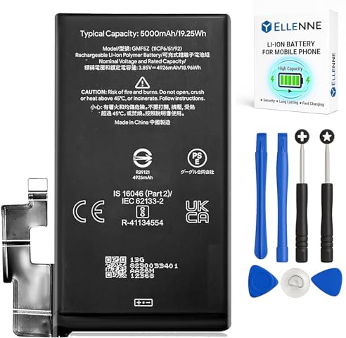 ELLENNE BATTERIA per Google Pixel 7 PRO|GMF5Z|GP4BC|GE2AE con KIT ATTREZZI | Batteria per GOOGLE PIXEL 7 PRO | GMF5Z | GP4BC | GE2AE - Nuova con Kit attrezzi per lo smontaggio