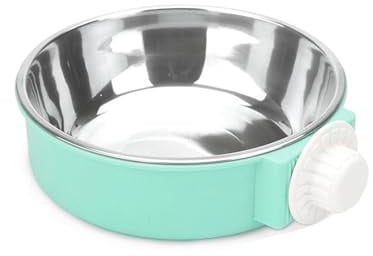 Dog Bowls, Crate Water Bowl, 2-in-1 Dog Cage Hanging Bowls Removable Cage Water Bowls for Puppies, Cats and Other Small Animals (Green)