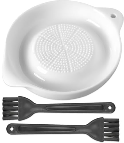 KAHZOR Rallador de Cerámica (1 pieza),Equipado con dos pequeños cepillos,Plato de Jengibre,Ajos,Frutas y Verduras,Rallador de Queso,Ideal para Rallar Ajo,Chocolate,Queso y Más
