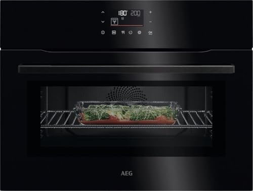 AEG Microwave OK6NK40PK, 44 L, 1000 W, Black | 44 L capacity, CombiQuick, hot air convection, 1000 W microwave, WiFi connectivity, black