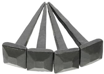 Hand Forged Handmade Traditional Pack of 4 Old Antique Rustic Square Head Black Iron Nails 3inch x 20mm - Door Furniture Decorative Studs Nails