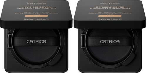 Catrice Trend Drop Invisible Cover Cushion Foundation, Nr. 024N, Nude, langanhaltend, mattierend, natürlich, für unreine Haut, vegan, ölfrei, UVA- und UVB-Filter + SPF 30, wasserfest, 2er Pack (10g)