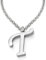 COOLSTEELANDBEYOND Name Initiale Alphabet Buchstaben A bis Z Anhänger Edelstah Halskette für Damen Herren mit 50cm Stahl Seil-Kette - T