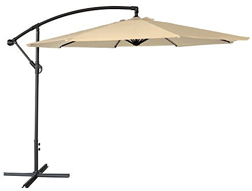 Happy Garden Parasol déporté OAHU rond 3,50m de diamètre beige avec manivelle. Parasol déporté inclinable et rabattable.
