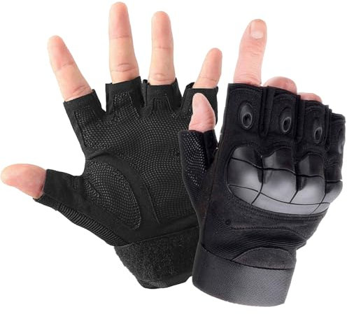 Selighting Taktische Handschuhe Motorrad Handschuhe Herren Halbfinger Sporthandschuhe für Airsoft Militär Paintball Motorrad Fahrrad (Schwarz, L)