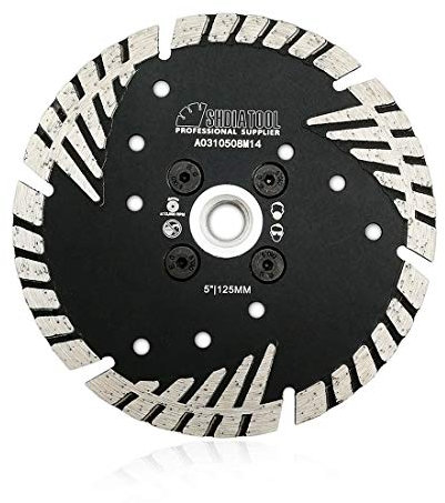 SHDIATOOL Disque Diamant 125mm x M14 Turbo Lame avec Dents de Protection Obliques pour Béton Brique Tuile Granit Marbre Maçonnerie