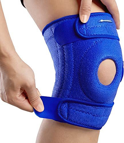 AVIDDA Knee Support for Men and Women - Knee Brace with Open Patella - Compression Sleeve with 3 Straps for Running, Sports, Arthritis, Joint Pain Relief, ACL, MCL, Tendonitis - Blue