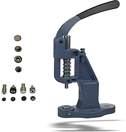 Set Knopfpresse mit 10mm, 12,5mm oder 15mm Druckknöpfe, in Messing, Rostfrei! (1, Set Presse mit 10 mm S-Feder Druckknöpfe Antik)