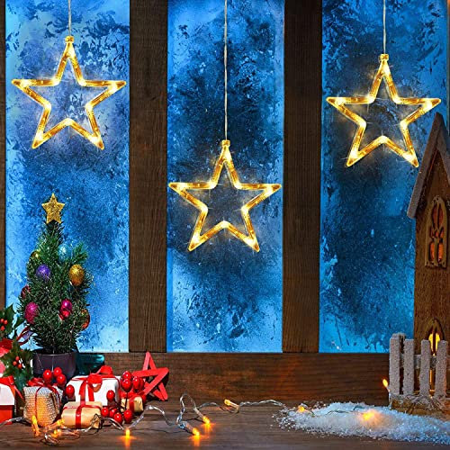 3 Pack Christmas Indoor Window Light Decoration, Backdrop String Lights for Outdoor Indoor Home Bedroom Wedding Party Holiday Wall, Warm White