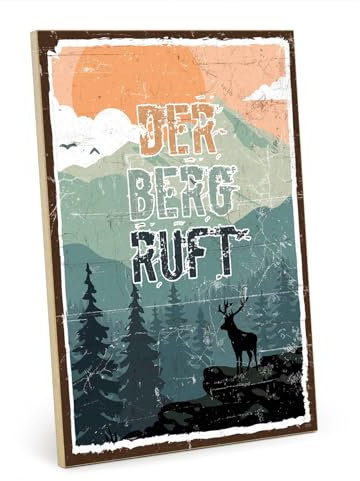 TypeStoff Holzschild mit Spruch – Wandern – im Vintage-Look mit Zitat als Geschenk und Dekoration zum Thema Bergsteigen und Berge - HS-01033