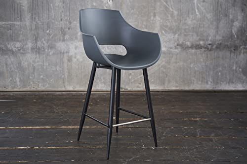 KAWOLA Barhocker ZAJA - Barstuhl, Küchenhocker, Bistrohocker, Thekenhocker aus Kunststoff, Grau - Modernes Design