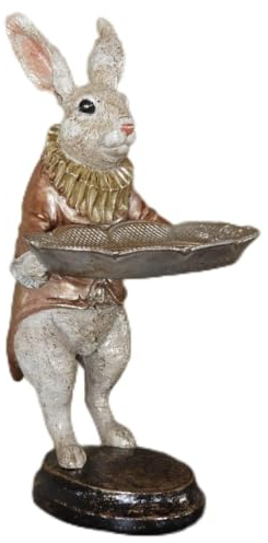 Werterhalt ums Haus Artikelname Hase Skulptur Kaninchen auf Standfuß mit Dekoschale 28 hoch für Süßigkeitenauslage