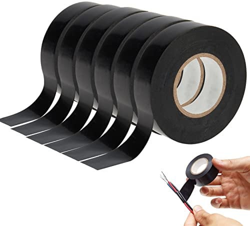 ExeQianming Nastro Elettrico Nero, 6 Pezzi 16mm x 15m Nastro Isolante, Nastro Industriale per Progetti di Cablaggio e Manutenzione