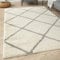 THE RUGS Shaggy Rug – Modern Moroccan Design Rugs for Living Room, Bedroom, Hallway, 3 cm Thick Area Rugs, (Diamond Ivory/Grey, 200x290cm)