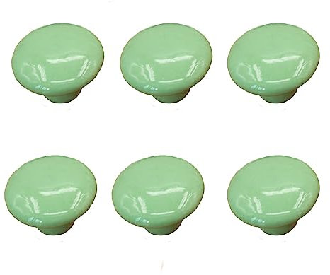 6 Stück Schranktürknäufe, 32 mm, Keramik, rund, Schubladengriffe mit Schrauben, dekorative Möbeltürknöpfe für Kinderzimmer, Tür, Kleiderschrank (grün)