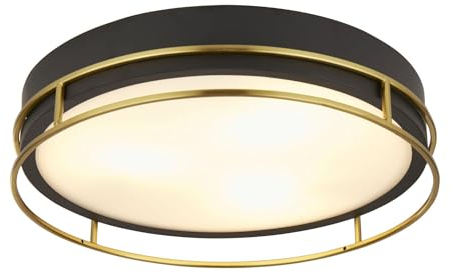 Licht-Erlebnisse Badlampe Decke IP44 Ø 40 cm rund Schwarz Messing für 3x E14 Metall Glas blendarm Modern Deckenlampe Badezimmerleuchte