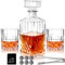Whiskey Decanter Set for Men, 2pcs Whiskey Glasses and 1pcs Glass Decanter with Cooling Stones Clear Whisky Liquor Decanter Set for Whiskey Bourbon Rum Men Fathers'Gift