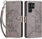 Handyhülle für Samsung Galaxy S24 Ultra, Leder Tasche Flipcase [Kartenfächern] [Magnetisch][Stand] Handytasche Klapphülle kompatibel mit Samsung S24 Ultra -Grau Blumen