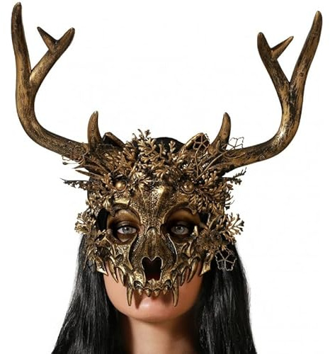Atosa Masque Adulte Squelette de Cerf Doré
