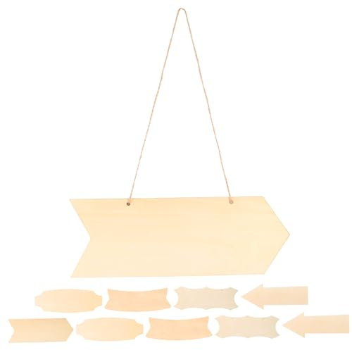 HAWILLOSCH 1 Ensemble De Panneaux De Direction En Bois Signe En Bois Vierge Corde Ornements En Bois Pour L'Artisanat Plaque En Bois Inachevé