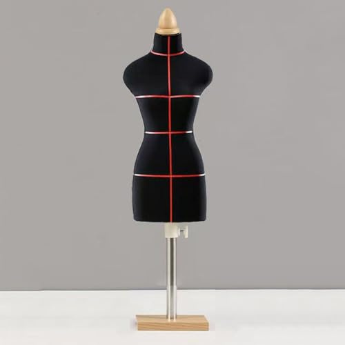 Weibliche Schaufensterpuppe Torso Schneiderpuppe, Mini-Schaufensterpuppe zum Nähen, Kleiderform im halben Maßstab 1/2 1/3 1/4 Größen, verstellbare Schaufensterpuppe mit Holzsockel