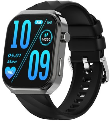 XIEFEI Smartwatch 2.2 pollici schermo curvo Bluetooth Voice Assistant frequenza cardiaca ossigeno nel sangue (nero)