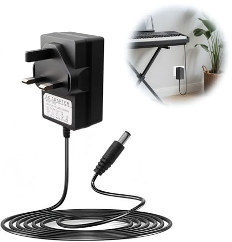 12V Power Adapter for Yamaha Keyboard, 1.8M 12V 2A DC Power Supply Charger Adaptor Replacement for Yamaha PSR YPG YPT DGX DD EZ P Series Digital Piano Charging Cord 5.5mm*2.1mm