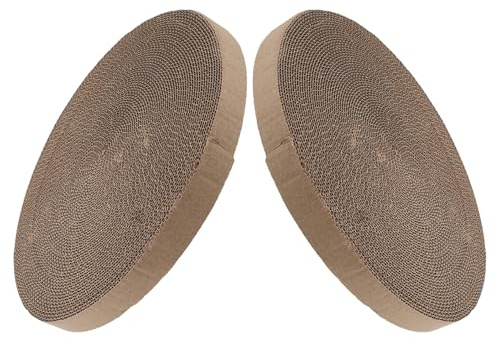 FUTUREORYY 2 Stück Runde Katzenkratzer Ersatzpads aus Wellpappe Kratzfeste Katzenbett Nachfüllung Möbel Schutzmatte für Indoor Katzen Komfortable Kratz Liegefläche