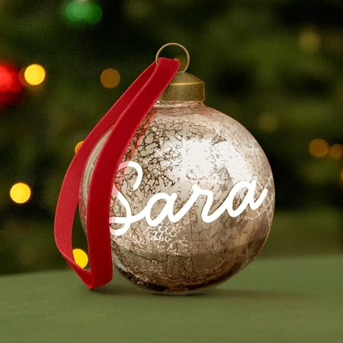 OH YEAH - Bola de Navidad Personalizable en Vidrio Transparente - Ø 8 cm - Adorno Elegante y Luminoso - Detalle Único y Especial - Decoración Árbol Navidad - ELIGUE TU Nombre