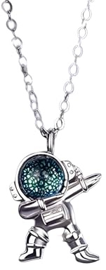 925 Sterling Silber Planeten-Halskette für Damen und Herren, niedliche Astronauten-Stern-Anhänger-Serie Halskette,