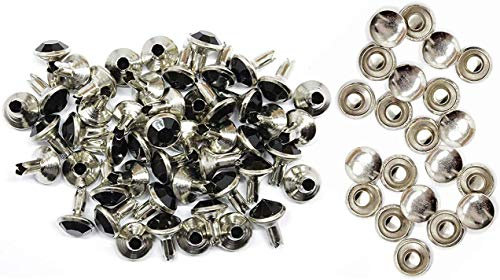 WedDecor Plum Crystal Rivets, Diamante Acrylic Rhinestone Studs with Pins for Clothing Decoration, DIY Leathercrafts, Purses Embellishment, Arts & Crafts Projects, 8mm, Black, 10pcs