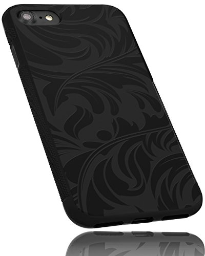 mumbi Hülle kompatibel mit iPhone SE 2022 / SE 2020 / 7 / 8 Handy Case Handyhülle double GRIP mit Motiv Blatt, schwarz