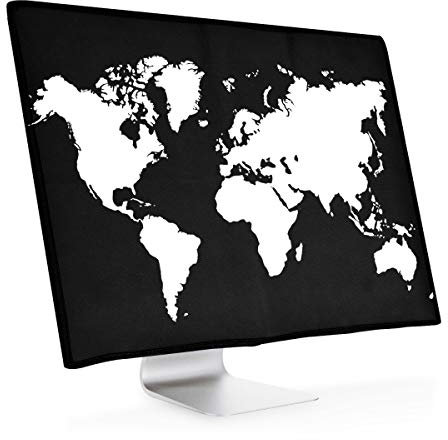 kwmobile Funda Compatible con Monitor Monitor de 27-28 - Cubierta Protectora Textil para Pantalla - Mapa del Mundo