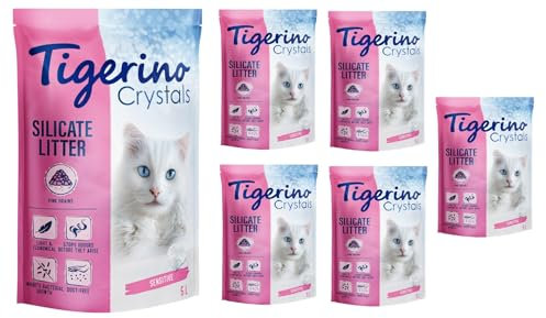 Tigerino Crystals Fun Katzenstreu aus Silikon, feine Körnung, 30 l, antibakteriell, hypoallergen und hygienisch, mit Geruchskontrolle, Pink