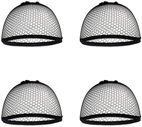 4x Haarnetz als Unterziehaube für Perücken - aus elastischem Mesh (Schwarz) für Alltagsperücken & Fasching/Karneval (Haarnetze (4x Schwarz)